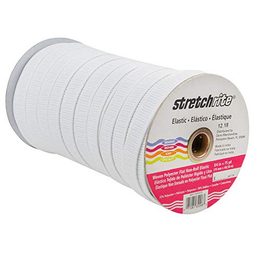  Woven Polyester Elastic Spool 3 4 Inch By 75 Yard Whit...