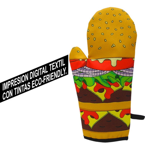 Imagen 5 de 9 de Delantal De Cocina Hamburguesa + Guante Manopla Hamburguesa