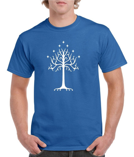 Polera Hombre Estampado Árbol Blanco De Gondor.