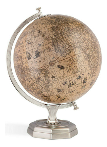 Jodocus Hondius 1627 World Globe Pewter Finish Stand 17  Oah