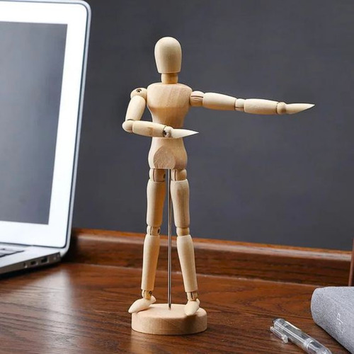 Boneco Articulado 30cm Manequim De Madeira Clara Decoração