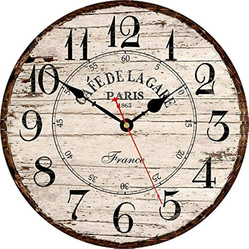 Toudorp Retro Wall Clock 14 Pulgadas French Country Paris Ca