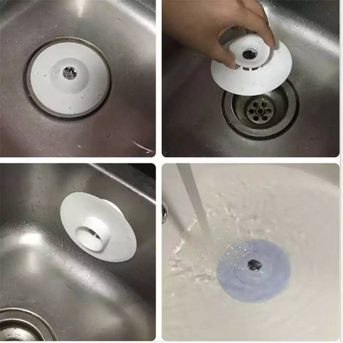Imagen 4 de 10 de Tapón Cocina Baño Silicona De Drenaje Atrapa Cabellos- Pelos
