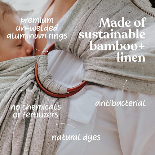 Portabebés Nalakai Ring Sling, Lujoso, De Bambú Y Lino, Mode