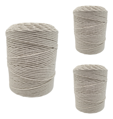 Pack X 3 Hilo Algodón Macramé 18h 3 Mm X 300 Mts Aprox. C/u.