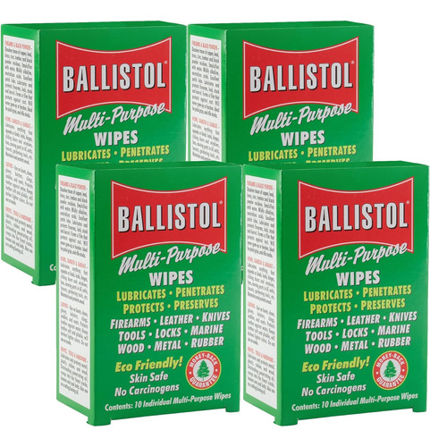 Ballistol Toallitas 4 Cajas De 10 Lubricantes Limpios Multiu