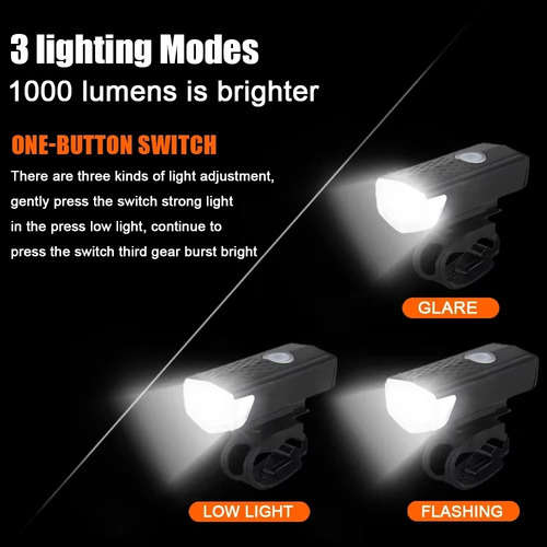 Juego De Faros Delanteros Y Traseros Usb Led Recargables Par