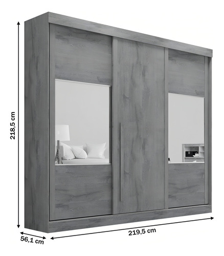 Guarda-roupa Casal Sintra 3 Portas 3 Gavetas Com Espelho Cor Branco