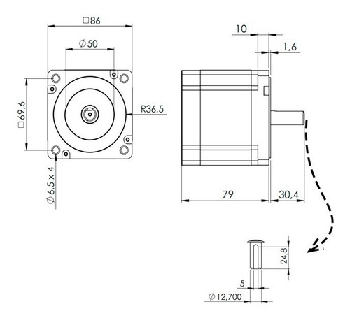 Imagem 6 de 7 de Motor De Passo Akiyama Nema 34 - 52kgf.cm - Pronta Entrega