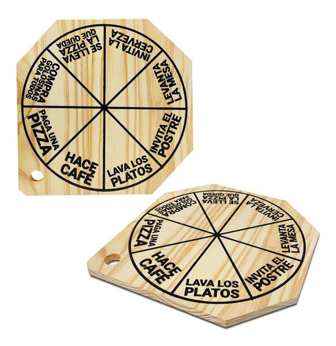 Tabla De Pizza Madera Diseño Frases Pack ×2