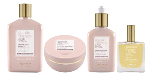 Shampoo + Acondic + Sérum + Aceite Alfaparf Keratin Therapy