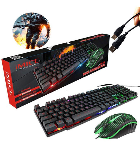 Kit Gamer Mouse E Teclado Luz Led Com Fio  Km680