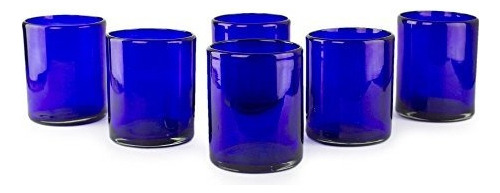 Novica Artesanal Elaborado A Mano Soplado Azul Vaso De V