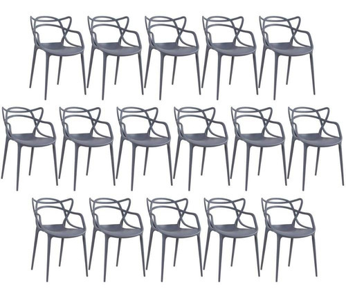 Kit  16 X Cadeiras Allegra Cozinha Jantar Restaurante Cor da estrutura da cadeira Cinza-escuro