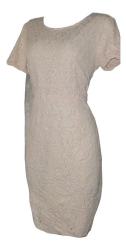 Vestido Beige Encaje Strech T-l Tiendademerry