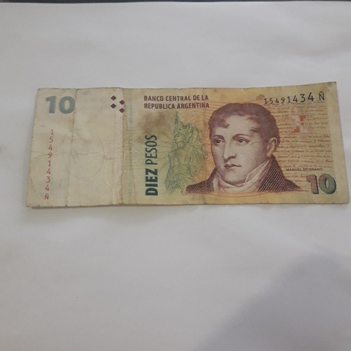 Billete De Argentina Sin Sircular De 10 Pesos 