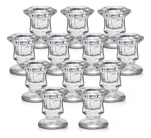 Candelabros Granel  Juego De 12 Portavelas De Vidrio Tr...