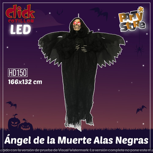 Angel De La Muerte Alas Negras Led Cotillon Halloween