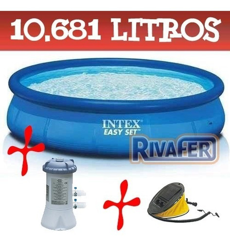 Pileta De Lona Intex Inflable 457 X91cm Redonda Combo Verano