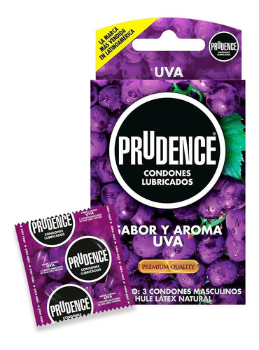 Condones De Látex Prudence Sabor Y Aroma Uva 3 Condones