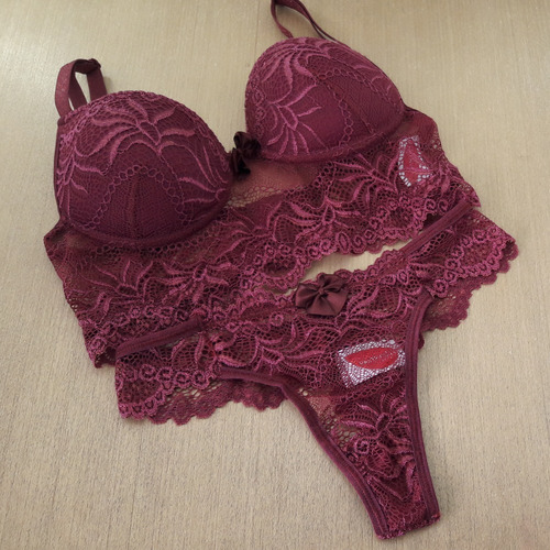 Imagem 4 de 4 de Conjunto Lingerie Em Renda Jhuly C/ Bojo