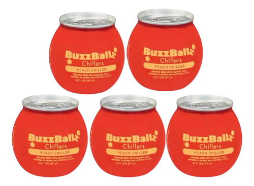 Buzzballz Chillers Durazno 187 Ml 5 Pack Listo Para Beber