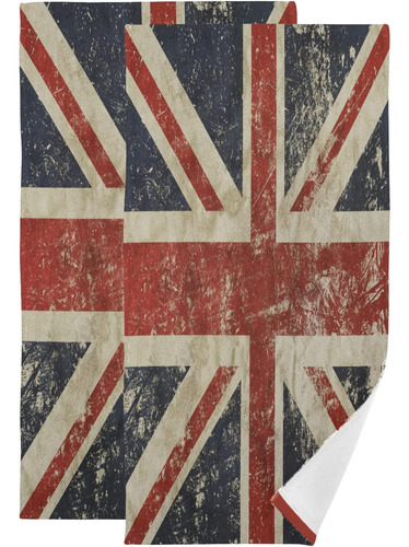 2 Uds. Toallas De Mano 28x14in Bandera Retro Del Reino Unido