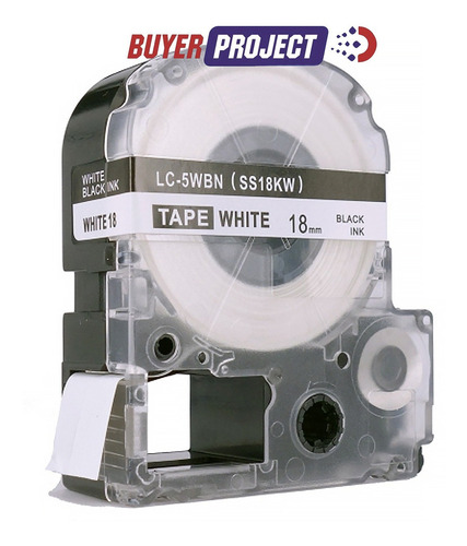 Imagen 1 de 5 de Cinta Etiqueta Negro/blanco 18mm 8m Epson Labelworks Lw-400