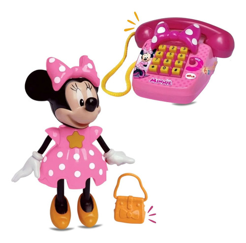 Telefone Sonoro Minnie Mouse E Boneca Conta História Elka