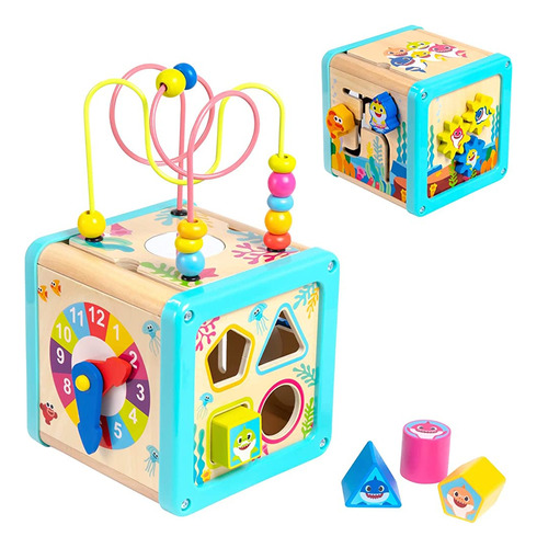 Pidoko Kids Baby Shark Toys - Cubo De Actividades De Madera 