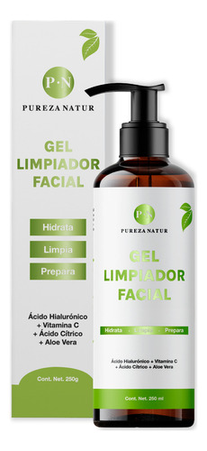 Pureza Natur Gel Limpiador Facial Con Acido Hialuronico, Aloe Vera Y Vitamina C | Jabon Dermolimpiador (cleansing) Para Todo Tipo De Piel 250ml