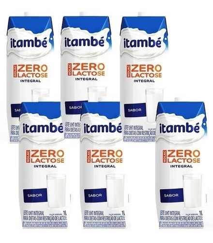 Kit Leite Itambé Zero Lactose 1l Uht Intrgral Com 6 Unidades