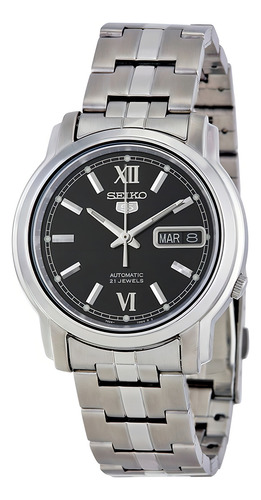 Relógio Masculino Seiko 5 Snkk81k1 Automático Cor da correia Prateado Cor do bisel Prateado Cor do fundo Preto
