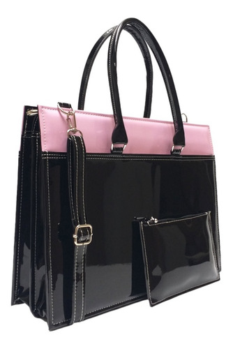 Imagen 2 de 7 de Portafolio Maletín Cartera Dama Charol Con Camel Con Envio