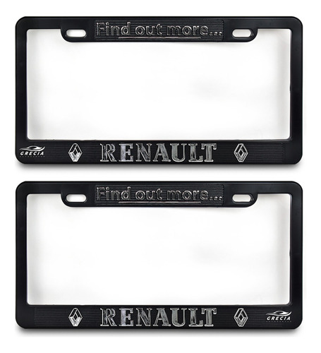 Par De Marcos Porta Placas Letra Cromada Universales R3n4ult Color Negro