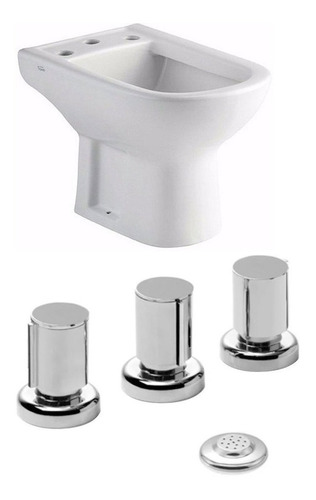 Bidet Piazza Premium Amalfi Blanca Porcelana 3 Ag + Grifería