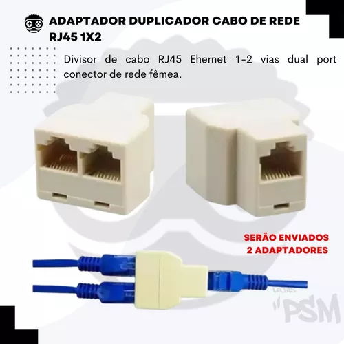 Adaptador duplicador para cabo de rede rj45 entradas femeas lotus