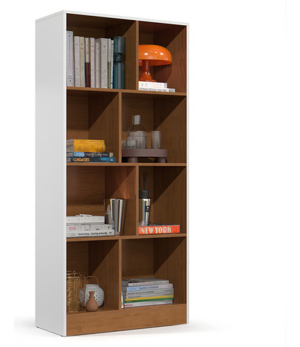 Estante Para Livros Rios Com 8 Prateleiras E Divisórias Cor Branco Nature