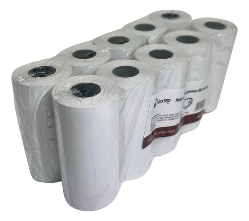 10 Rollos De Papel Termico Nextep Terminal Movil 80x40 Mm