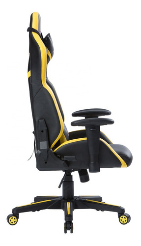 Imagen 6 de 8 de Silla Gamer Pro Para Oficina Giratoria En Cuerina Amarillo