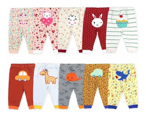 Imagen 6 de 7 de Pantalones Pack Set 5 Calzas De Algodón Bebe (niño) O (niña)