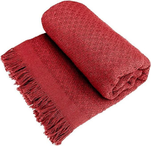 Manta Para Sofá De Algodão Premium Luxo 1,70x1,40 Vermelha
