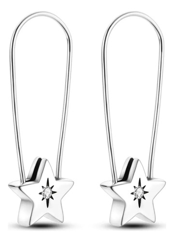 Aretes De Plata Largos Con Estrella 