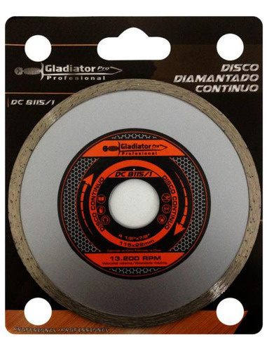 Disco Diamantado Continuo 115 Mm Gladiador Pro Ferreplus Color Gris