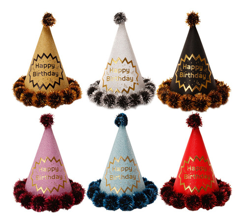 6 Sombreros De Fiesta De Cumpleaños De Estilo Aleatorio Con
