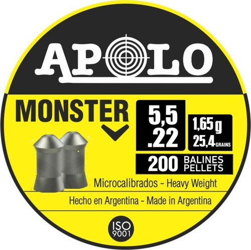 Balines Apolo Monster Cal 5,5 Mm Lata X 200 U 26 Grains 1.65