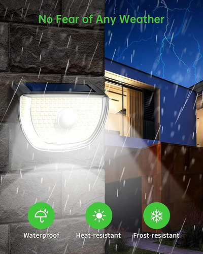 200 Luces Led Solares Ip65 Con Sensor Y 3 Modos De Iluminaci