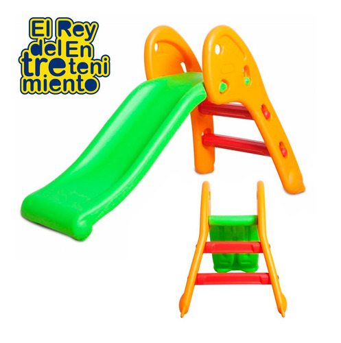 Imagen 4 de 9 de Tobogán Infantil Plástico Plegable Niño +2 Pisos Goma El Rey