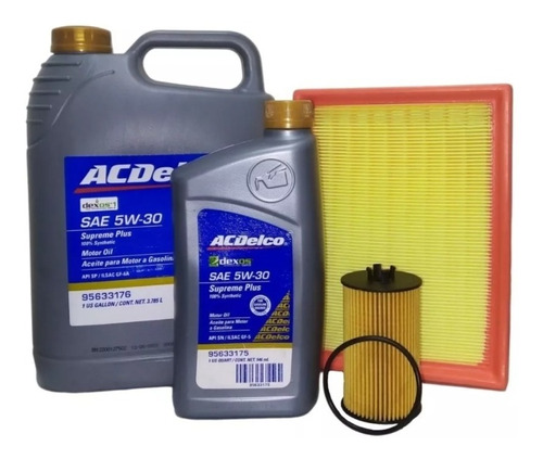 Kit Cambio Aceite Chevrolet Sonic 5w-30 Acdelco + 2 Filtros