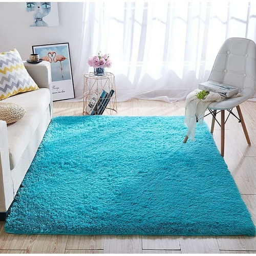 Alfombra Peludita Livianas 180x200 Cm  Turquesa